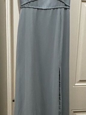 Azazie Light Blue Maxi Skirt with Side Slit